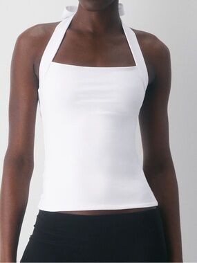 Aritzia White Optimum Halter Tank